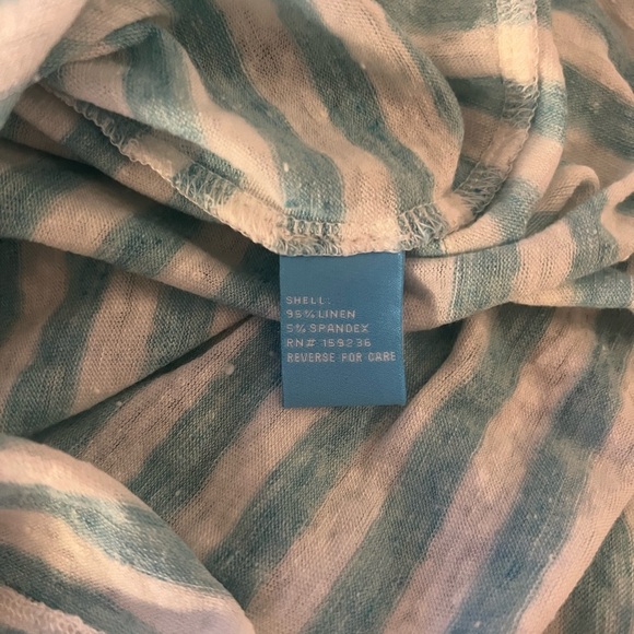 J. McLaughlin Brynn Linen Collared Shirt Blue White Stripe Nautical Preppy - Picture 11 of 11